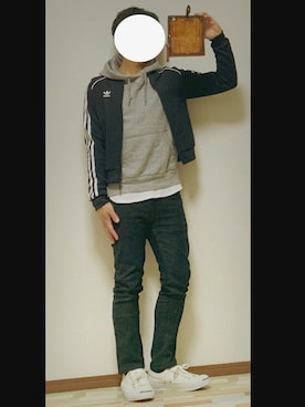「ジャックパーセル」｜「アイテム（ジャージ）」を使った、ジャイさん（メンズ・160cm）の春コーディネート