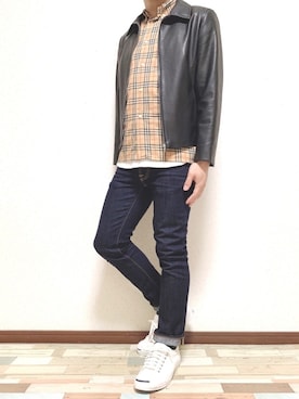 「平成最後のWEARISTAセンバツ」｜「アイテム（ライダースジャケット）」を使った、ジャイさん（メンズ・160cm）の春コーディネート