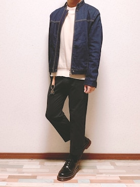 「COMME CA ISM（コムサイズム）のアイテム（ノーカラージャケット）」を使った、ジャイさん（メンズ・160cm）の春コーディネート