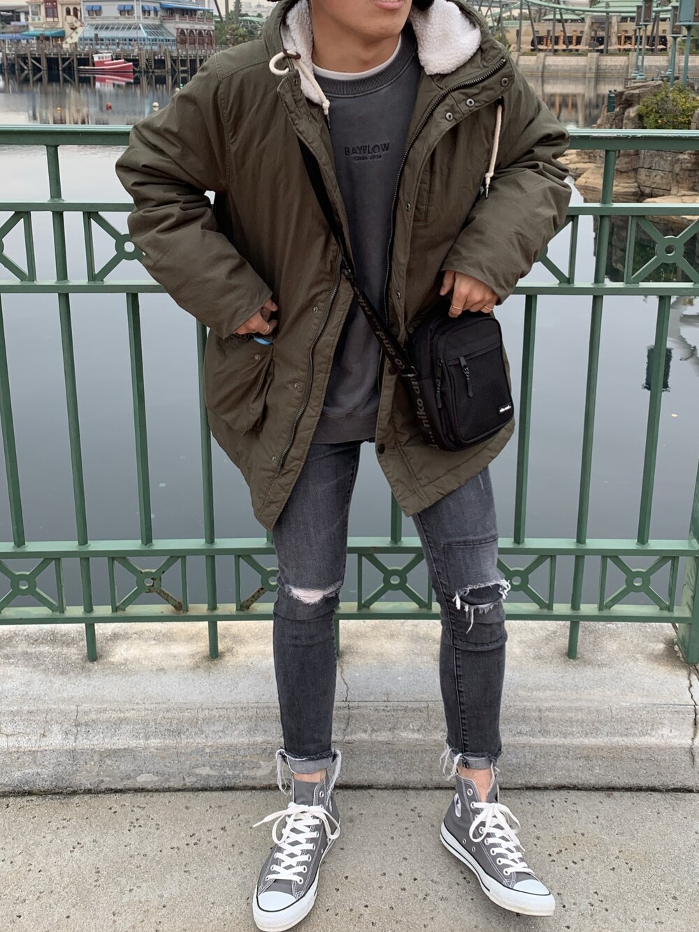 「年末WEAR感謝祭、冬コーデ、おしゃれさんと繋がりたい、いいね、save、フォローお願いします🤑、GU、ootd、休日コーデ、冬アウター、クリスマス、きれいめカジュアル」｜「H&Mのアイテム（ジャケット/アウター、グリーン系）」を使った、セントくん       さん（メンズ・170cm）の冬コーディネートの1枚目の写真