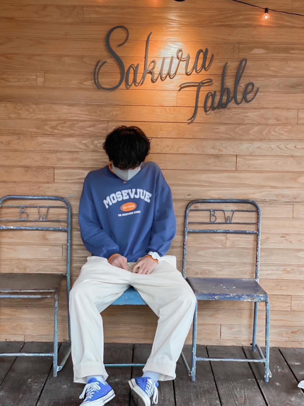 「今日のコーデ、おしゃれさんと繋がりたい、プチプラ、GUコーデ、GU、くすみカラー、いいね、save、フォローお願いします🤑、キレイめ、春コーデ、淡色コーデ」｜「PIVOTDOORのアイテム（トップス、ブルー系）」を使った、セントくん       さん（メンズ・170cm）の冬コーディネートの1枚目の写真