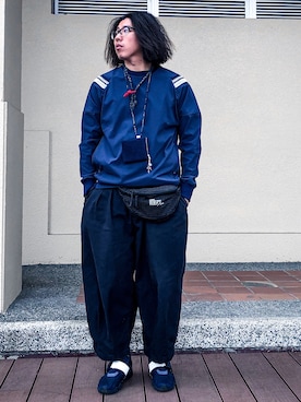 「oqLiq（オークリック）のアイテム（トップス）」を使った、吳俊儒さん（メンズ・180cm）の冬コーディネート