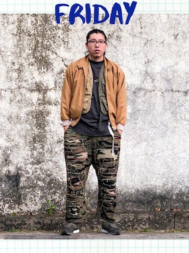 「Slightly Numb（スライトリーナム）のアイテム」を使った、吳俊儒さん（メンズ・180cm）の冬コーディネート