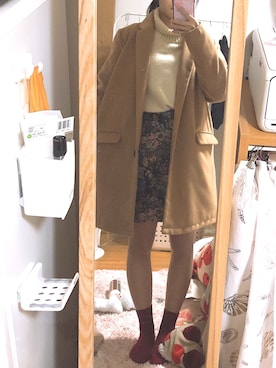 「RETRO GIRL（レトロガール）のアイテム（チェスターコート）」を使った、ぶぱみさん（レディース・150cm）の冬コーディネート