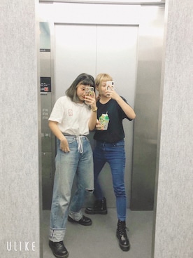 「Have a good time（ハバグッタイム）のアイテム（Tシャツ/カットソー、ホワイト系）」を使った、たまさん（レディース・158cm）の秋コーディネート