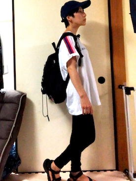 「RAY CASSIN（レイカズン）のアイテム（キャップ）」を使った、あきさん（レディース・146cm）の夏コーディネート