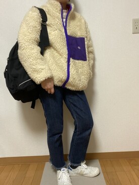 「Champion（チャンピオン）のアイテム（その他アウター）」を使った、かんみさん（レディース・163cm）の冬コーディネート