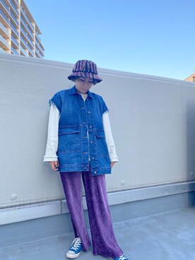 「ムラサキコーデ」｜かんみさん（レディース・163cm）の春コーディネート
