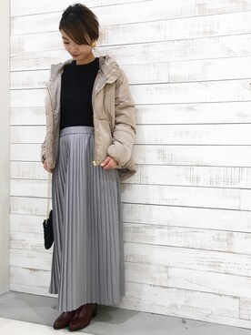 「ショートダウン」｜「アイテム（その他アウター）」を使った、mmtsさん（レディース・157cm）の冬コーディネート