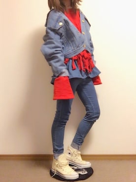 「FIG&VIPER（フィグアンドバイパー）のアイテム（デニムジャケット）」を使った、ぱべさん（レディース・161cm）の春コーディネート