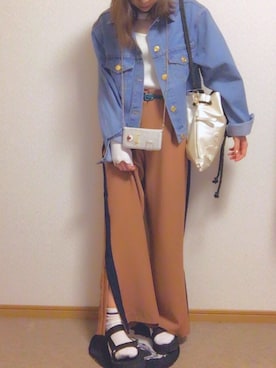 「FIG&VIPER（フィグアンドバイパー）のアイテム（デニムジャケット）」を使った、ぱべさん（レディース・161cm）の春コーディネート