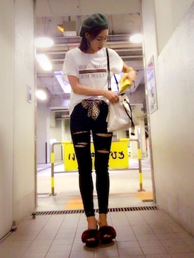 「LILY BROWN（リリーブラウン）のアイテム（ハンチング/ベレー帽）」を使った、ぱべさん（レディース・162cm）の夏コーディネート