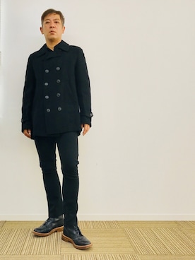 「tricker's」｜「アイテム（ピーコート）」を使った、yasuさん（メンズ・174cm）の秋コーディネート