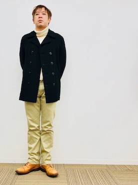 「トリッカーズ」｜「アイテム（ピーコート）」を使った、yasuさん（メンズ・174cm）の冬コーディネート