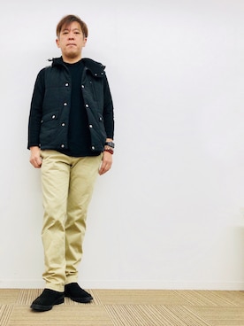 「JUNYA WATANABE MAN（ジュンヤワタナベマン）のアイテム（ダウンベスト）」を使った、yasuさん（メンズ・174cm）の冬コーディネート