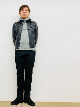 「トリッカーズ」｜「アイテム（ライダースジャケット）」を使った、yasuさん（メンズ・174cm）の冬コーディネート