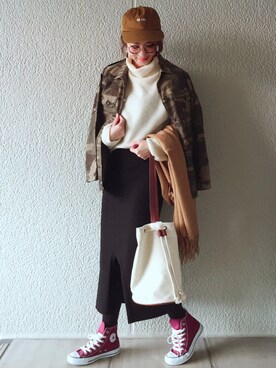 MISATO さんの「WOMEN メリノブレンドリブスカート」を使ったコーディネート
