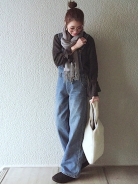 「Ungrid（アングリッド）のアイテム（オールインワン・サロペット）」を使った、MISATO さん（レディース・161cm）の冬コーディネート
