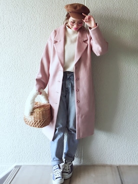 「EVRIS（エヴリス）のアイテム（ジャケット/アウター）」を使った、MISATO さん（レディース・161cm）の冬コーディネート