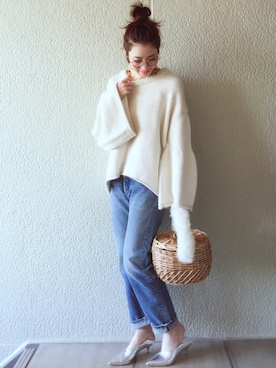 「TODAYFUL（トゥデイフル）のJAKE'sデニム（デニムパンツ）」を使った、MISATO さん（レディース・161cm）の冬コーディネート
