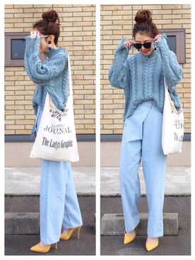 「TODAYFUL（トゥデイフル）のVintageトートバッグ（トートバッグ）」を使った、MISATO さん（レディース・161cm）の春コーディネート