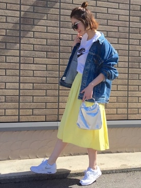 「PLAIN CLOTHING（プレーンクロージング）のアイテム（トップス）」を使った、MISATO さん（レディース・161cm）の春コーディネート
