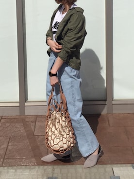 「ラップパンツ」｜「アイテム（ブルゾン）」を使った、MISATO さん（レディース・161cm）の春コーディネート