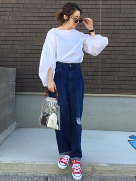 「バルーンスリーブ」｜MISATO さん（レディース・161cm）の春コーディネート