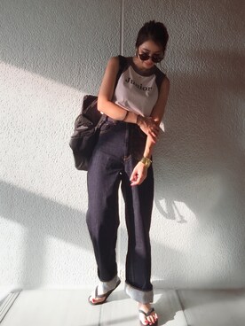 「CANAL JEAN（キャナルジーン）のアイテム（ピアス（両耳用））」を使った、MISATO さん（レディース・161cm）の夏コーディネート