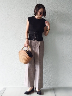 「TODAYFUL（トゥデイフル）のメタルベンドバングル（バングル/リストバンド）」を使った、MISATO さん（レディース・161cm）の夏コーディネート