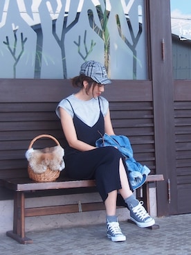 「CANAL JEAN（キャナルジーン）のアイテム（ピアス（両耳用））」を使った、MISATO さん（レディース・161cm）の秋コーディネート