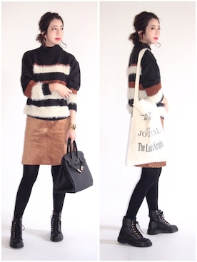 「TODAYFUL（トゥデイフル）のVintageトートバッグ（トートバッグ）」を使った、MISATO さん（レディース・161cm）の秋コーディネート