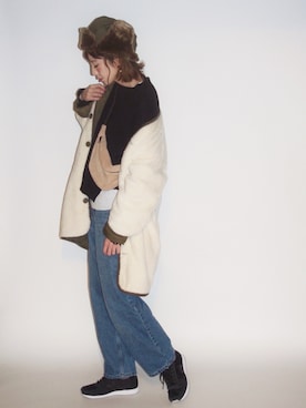 「GU（ジーユー）のアイテム（ブルゾン）」を使った、MISATO さん（レディース・161cm）の冬コーディネート