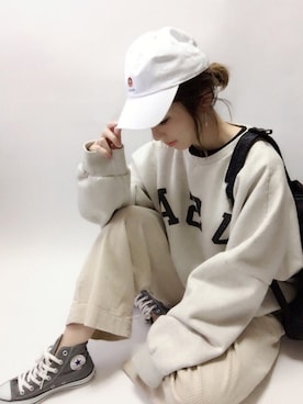 「CANAL JEAN（キャナルジーン）のアイテム（ピアス（両耳用））」を使った、MISATO さん（レディース・161cm）の冬コーディネート