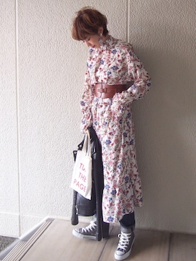「TODAYFUL（トゥデイフル）のアイテム（ライダースジャケット）」を使った、MISATO さん（レディース・161cm）の冬コーディネート