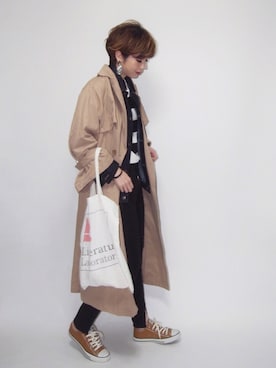 「アニエスベー」｜「アイテム（トレンチコート）」を使った、MISATO さん（レディース・161cm）の春コーディネート