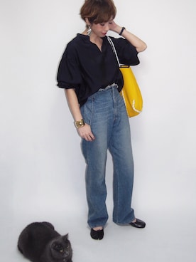 「TODAYFUL（トゥデイフル）のメタルベンドバングル（バングル/リストバンド）」を使った、MISATO さん（レディース・161cm）の春コーディネート