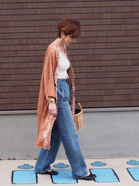 「TODAYFUL（トゥデイフル）のメタルベンドバングル（バングル/リストバンド）」を使った、MISATO さん（レディース・161cm）の春コーディネート