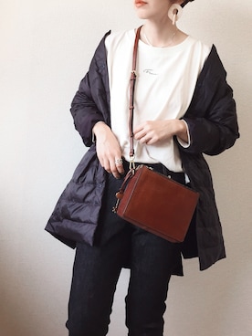 「FOSSIL（フォッシル）のアイテム（ショルダーバッグ）」を使った、MISATO さん（レディース・161cm）の秋コーディネート