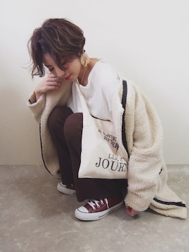 「リップスター」｜「アイテム（ブルゾン）」を使った、MISATO さん（レディース・161cm）の秋コーディネート