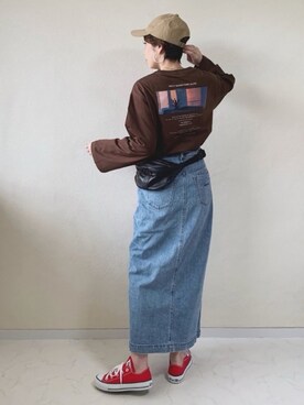 「ヤヌーク」｜「アイテム（帽子）」を使った、MISATO さん（レディース・161cm）の春コーディネート