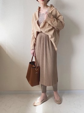 「CLEA（クレア）のアイテム（スカート）」を使った、MISATO さん（レディース・161cm）の春コーディネート