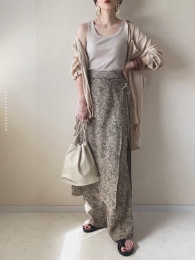 「TODAYFUL（トゥデイフル）のレザーリングピアス（ピアス（両耳用））」を使った、MISATO さん（レディース・161cm）の夏コーディネート