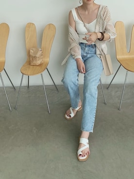 「Levi's（リーバイス）のDAD JEANS  CHARLIE BOY（デニムパンツ）」を使った、MISATO さん（レディース・161cm）の夏コーディネート