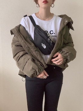 「A.P.C.」｜「アイテム（ダウンジャケット/コート）」を使った、MISATO さん（レディース・161cm）の秋コーディネート