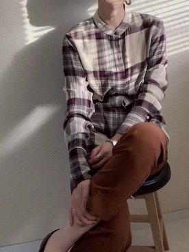 パープルチェックシャツ の人気ファッションコーディネート Wear