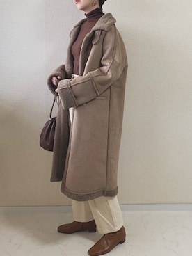 「ホリデー」｜「アイテム（その他アウター）」を使った、MISATO さん（レディース・161cm）の冬コーディネート