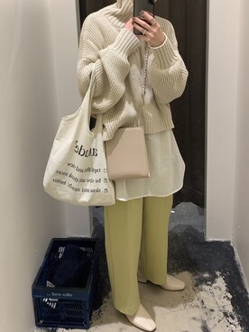 「ボリュームニット」｜「アイテム（アクセサリー）」を使った、MISATO さん（レディース・161cm）の冬コーディネート