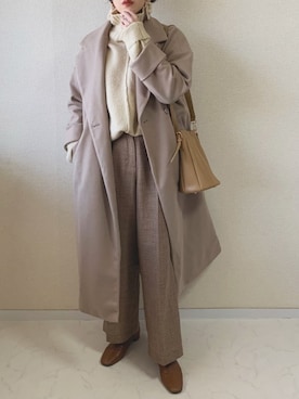 「select MOCA（セレクトモカ）のリンキングオーバーサイズタートルニット（ニット/セーター）」を使った、MISATO さん（レディース・161cm）の冬コーディネート