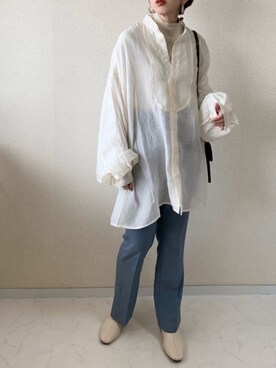 「UNE MANSION（ユヌマンション）のソックスショートブーツ（ブーツ）」を使った、MISATO さん（レディース・161cm）の冬コーディネート